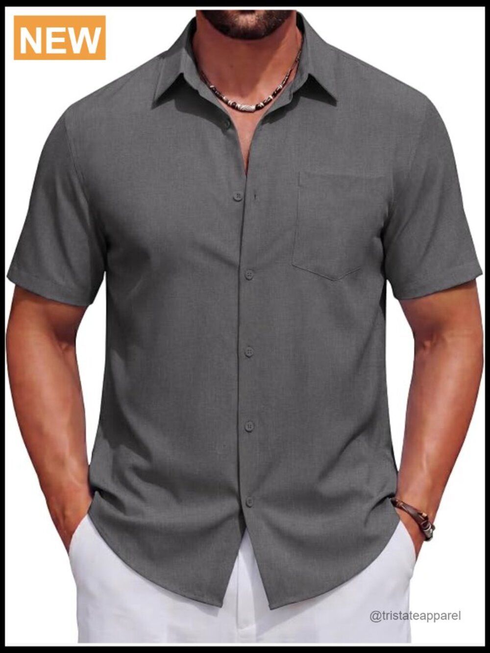 Men's Short Sleeve Casual Button Down Shirt Summer Beach Linen Textured